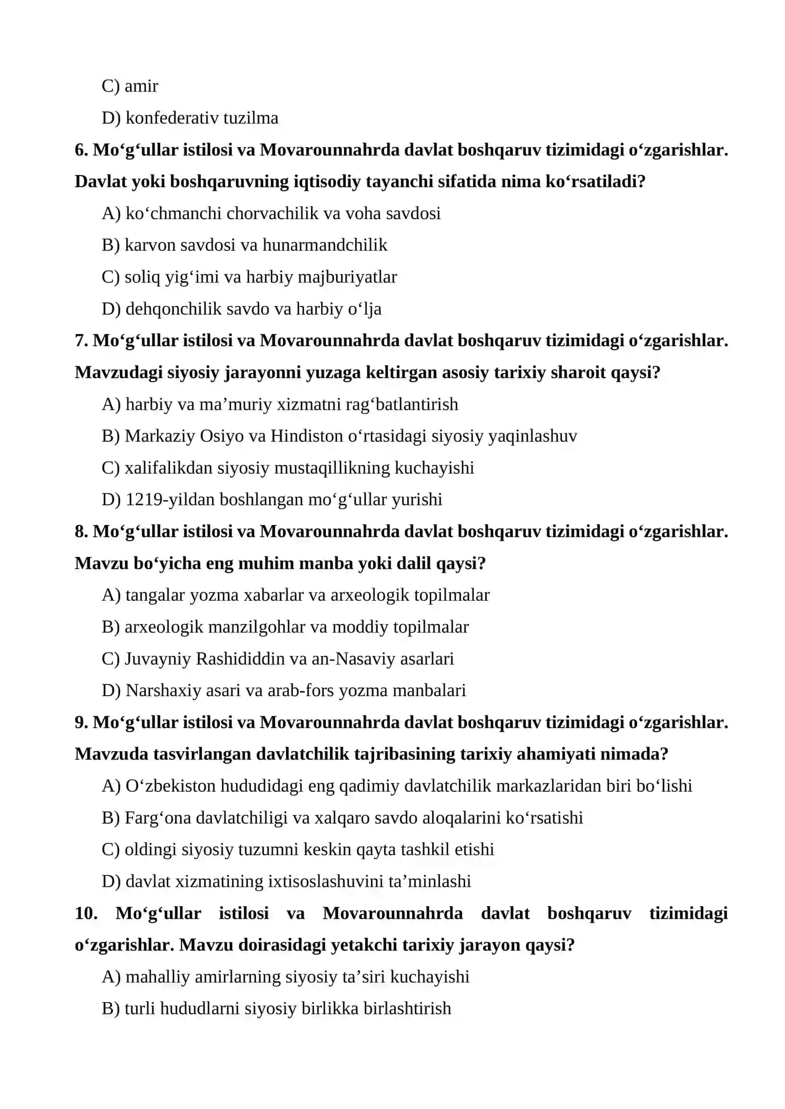 Mo‘g‘ullar istilosi va Movarounnahrda davlat boshqaruv tizimidagi o‘zgarishlar 2