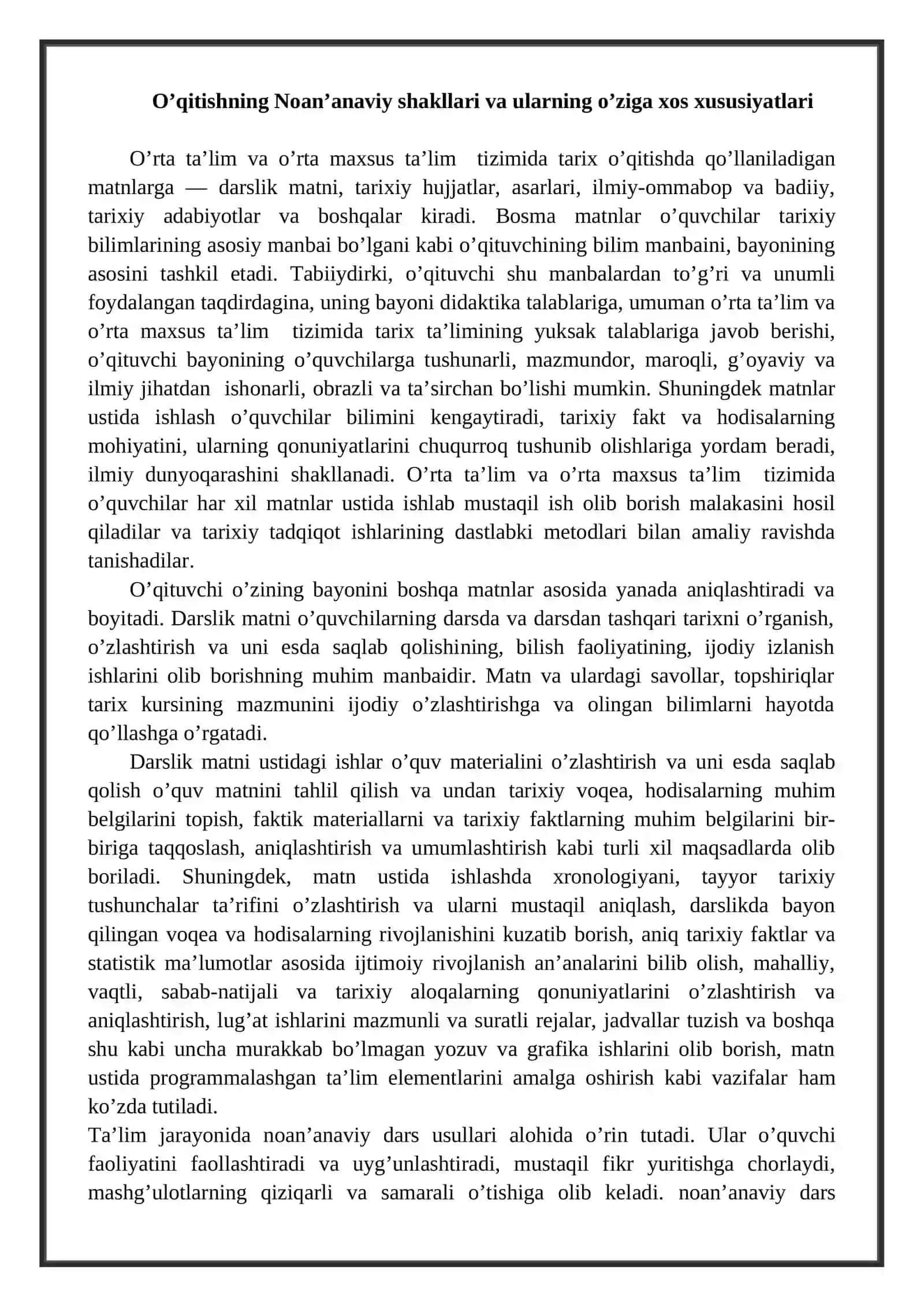 O’QUVCHILARGA TA’LIM BERISHDA NOAN’ANAVIY USULLARDAN FOYDALANISH 2