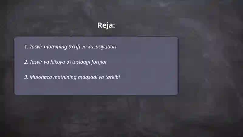 Tasvir matnlarining xususiyatlari 2