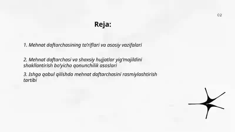Mehnat daftarchasi, shaxsiy hujjatlar yig'majildini shakllantirish Abdusattorova. A 2