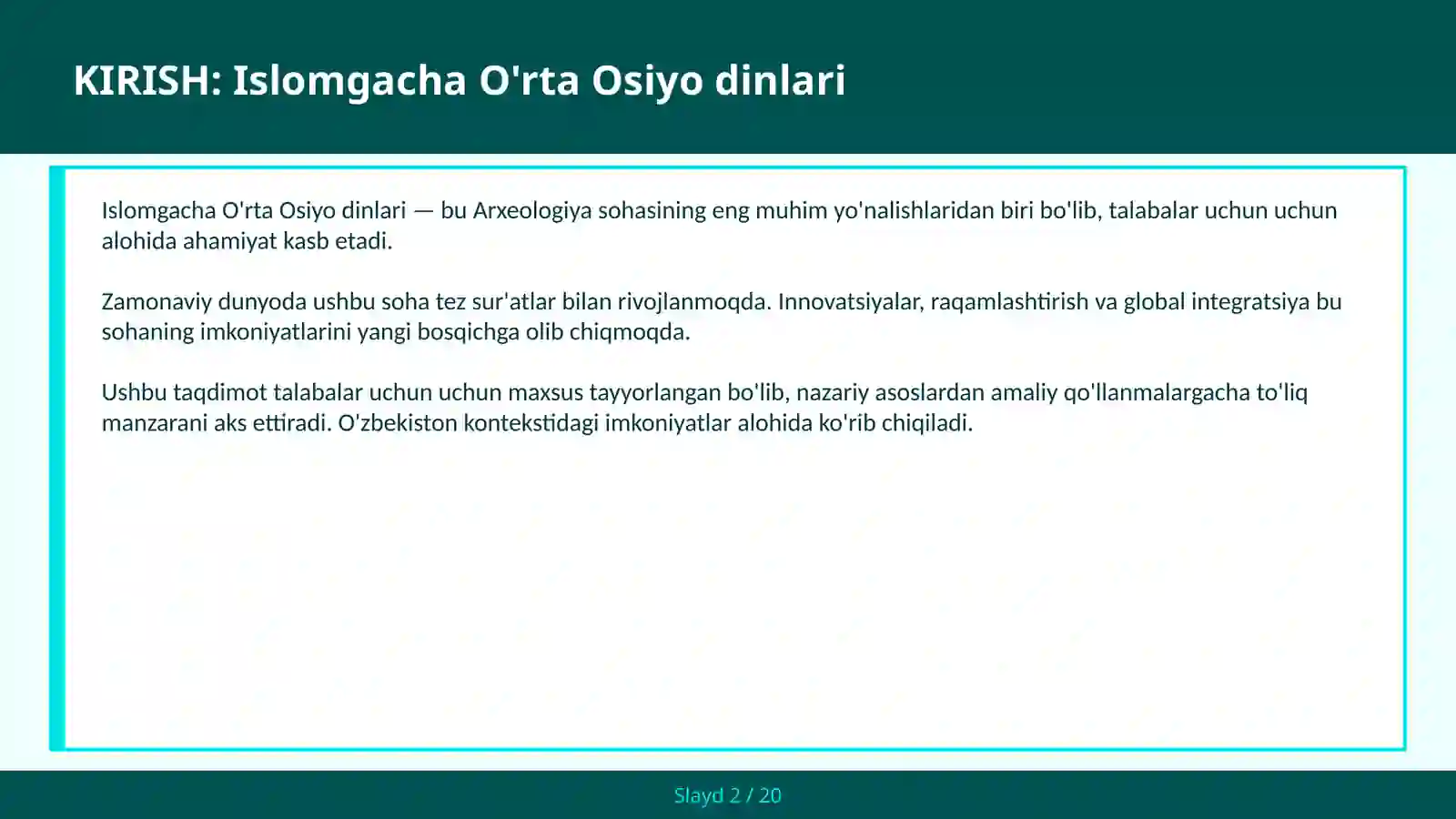 Islomgacha O'rta Osiyo dinlari 2