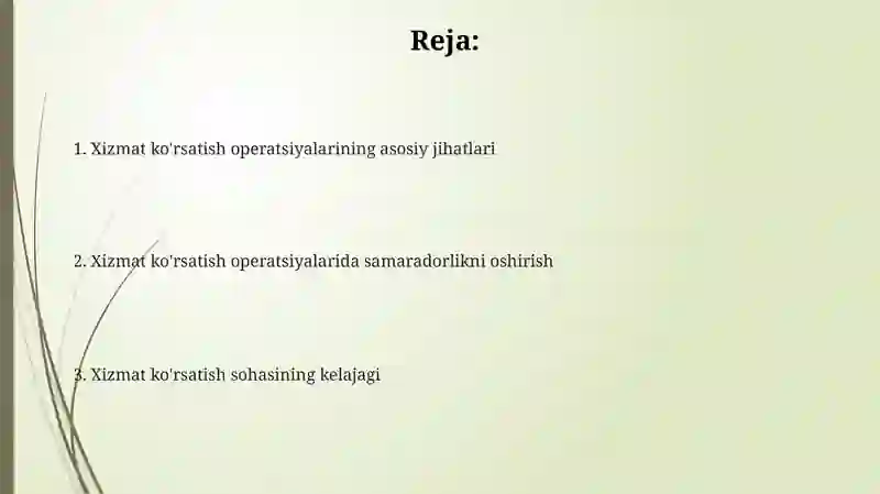 Xizmatlar sohasida operatsiyalarni boshqarish 2
