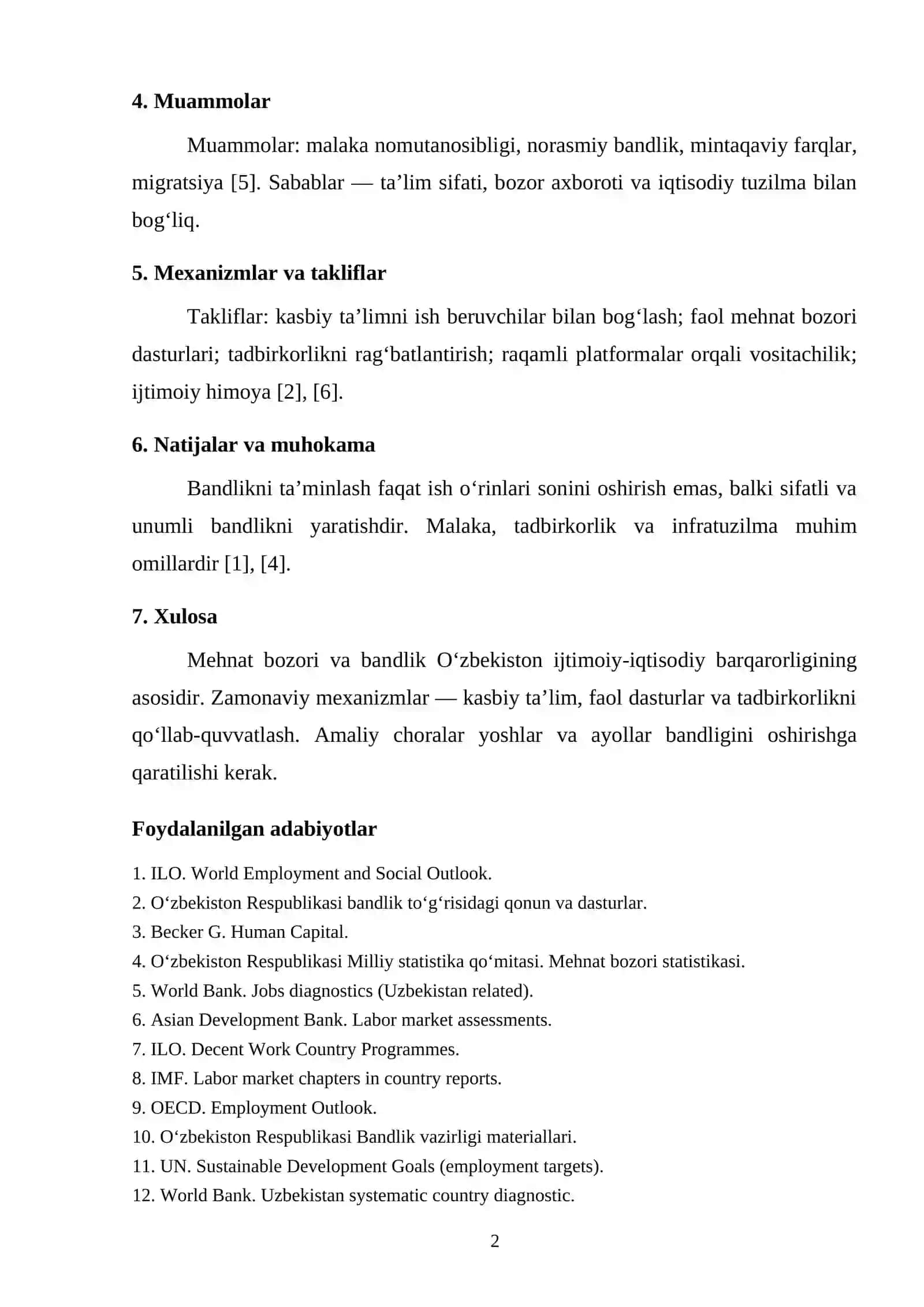 MEHNAT BOZORI VA BANDLIKNI TA’MINLASHNING ZAMONAVIY IQTISODIY MEXANIZMLARI 2