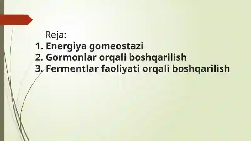 Energiya almashinuvining boshqarilishi 2
