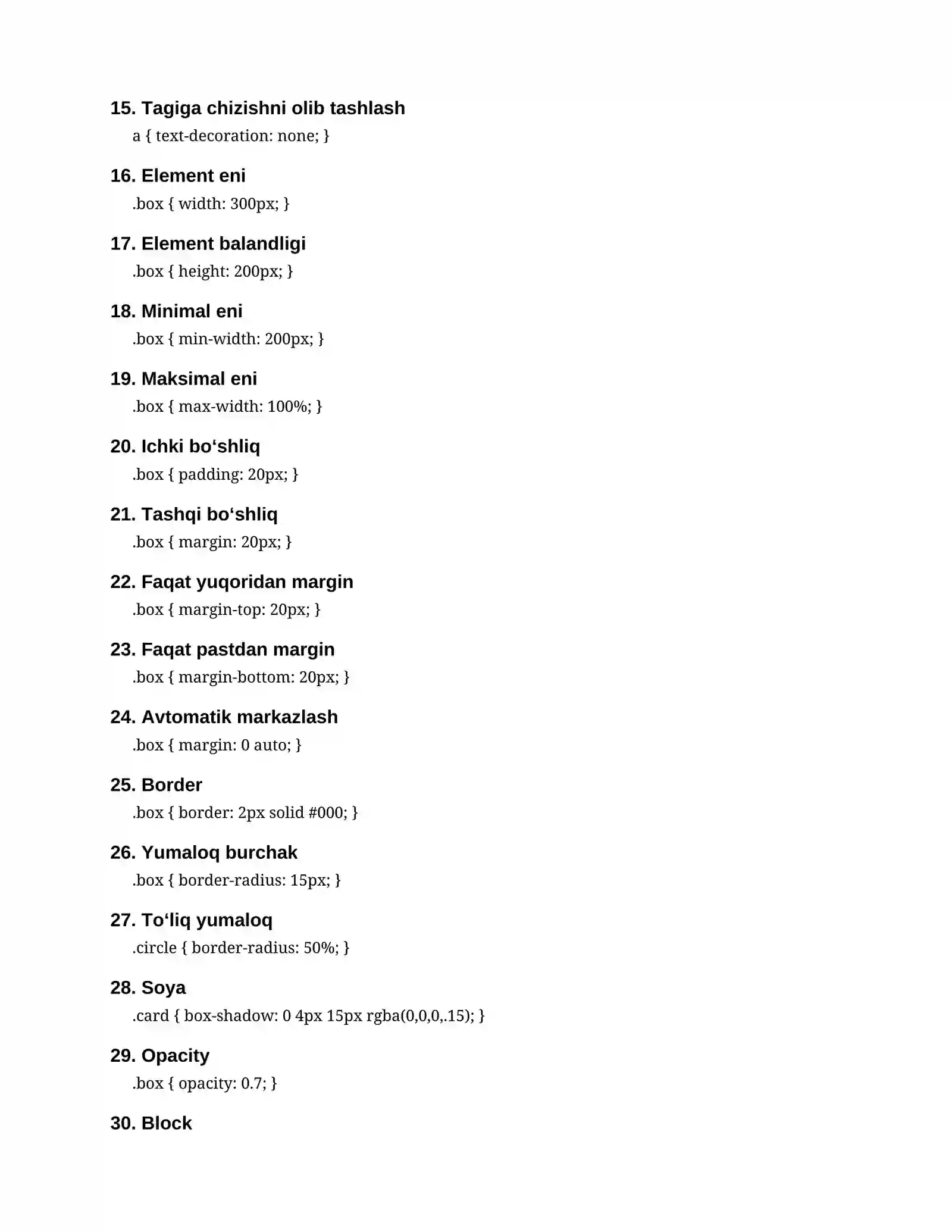 `100 ta tayyor CSS kod — HTML/CSS Frontend 2