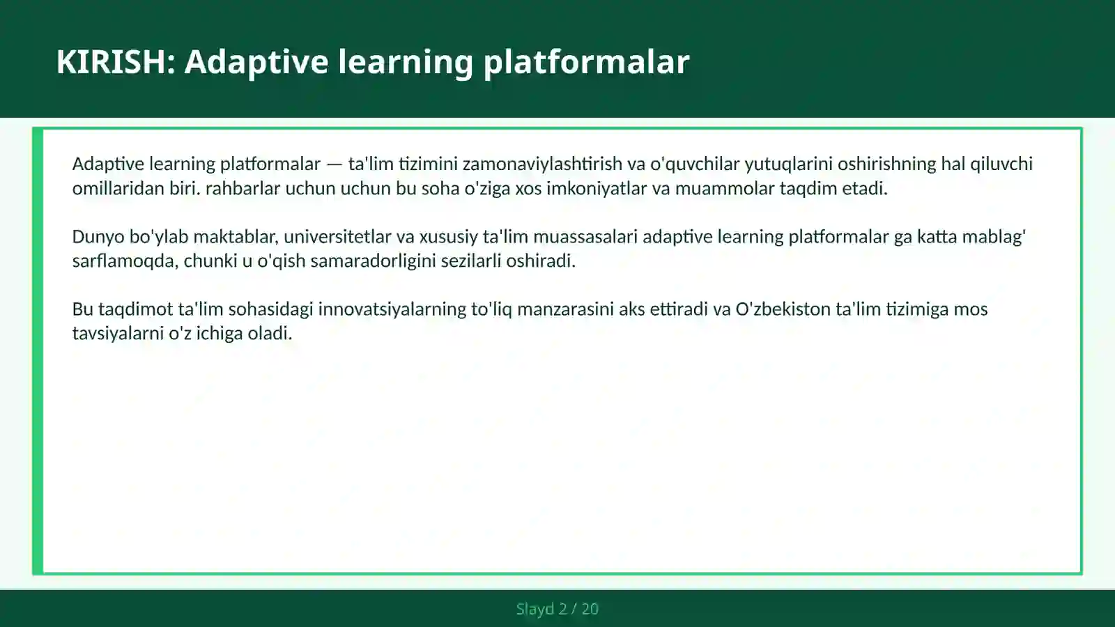 Adaptive learning platformalar 2