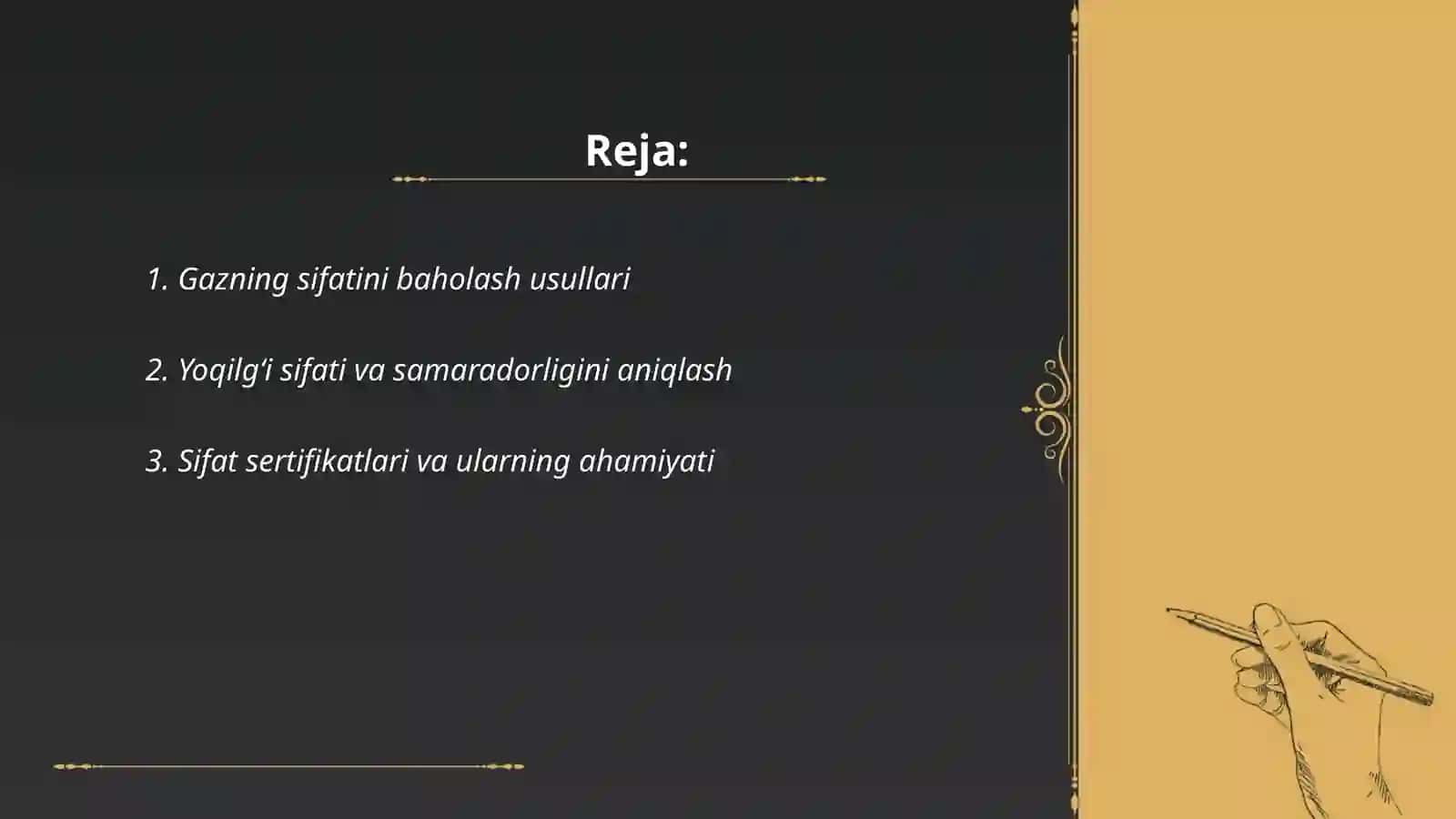 Gaz sifatini baholash usullari 2