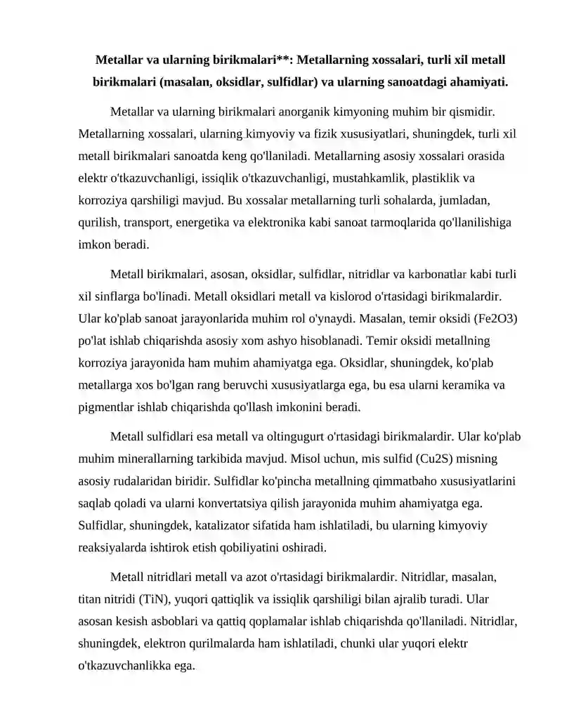 Anorganik birikmalarning eng muhim sinflari 2