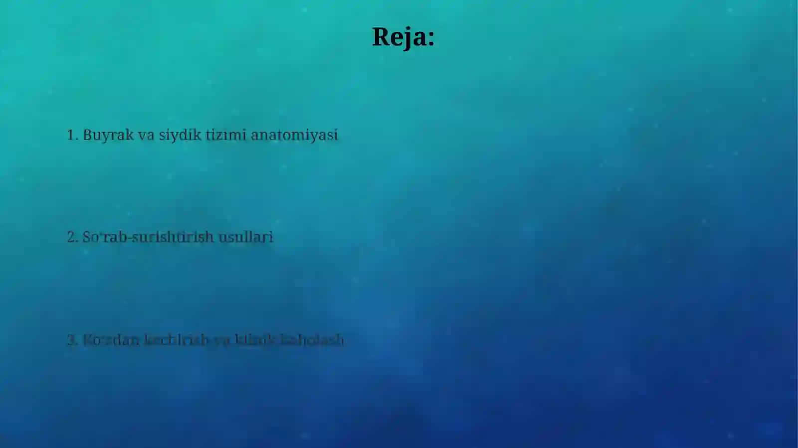 Buyrak va peshob ajratish tizimi bilan kasallangan bemorlarni tekshirish 2