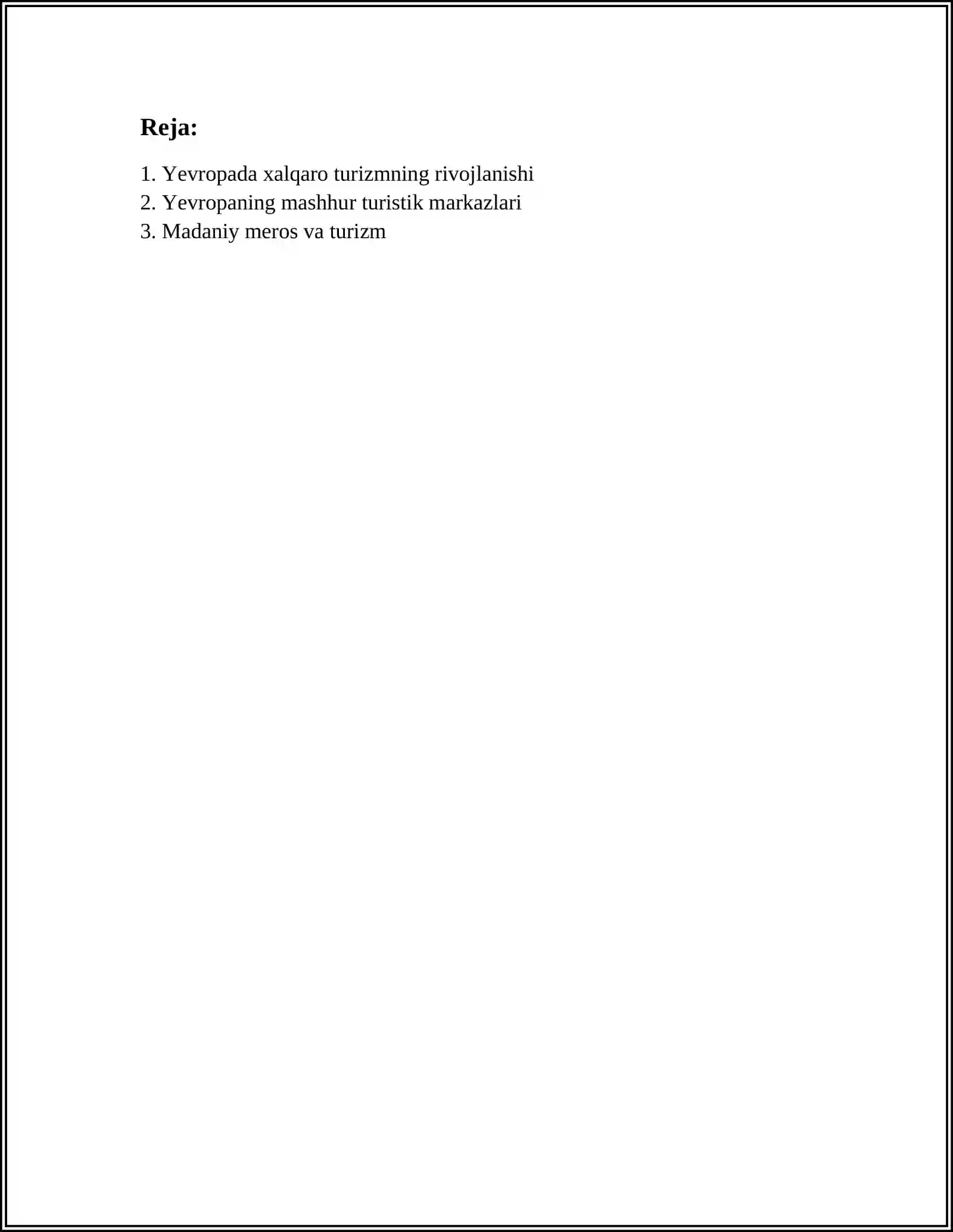YEVROPA MAMLAKATLARIDA XALQARO TURIZM GEOGRAFIYASI 2