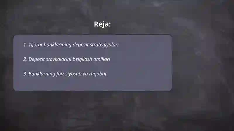 Tijorat banklarining depozit strategiyalari 2