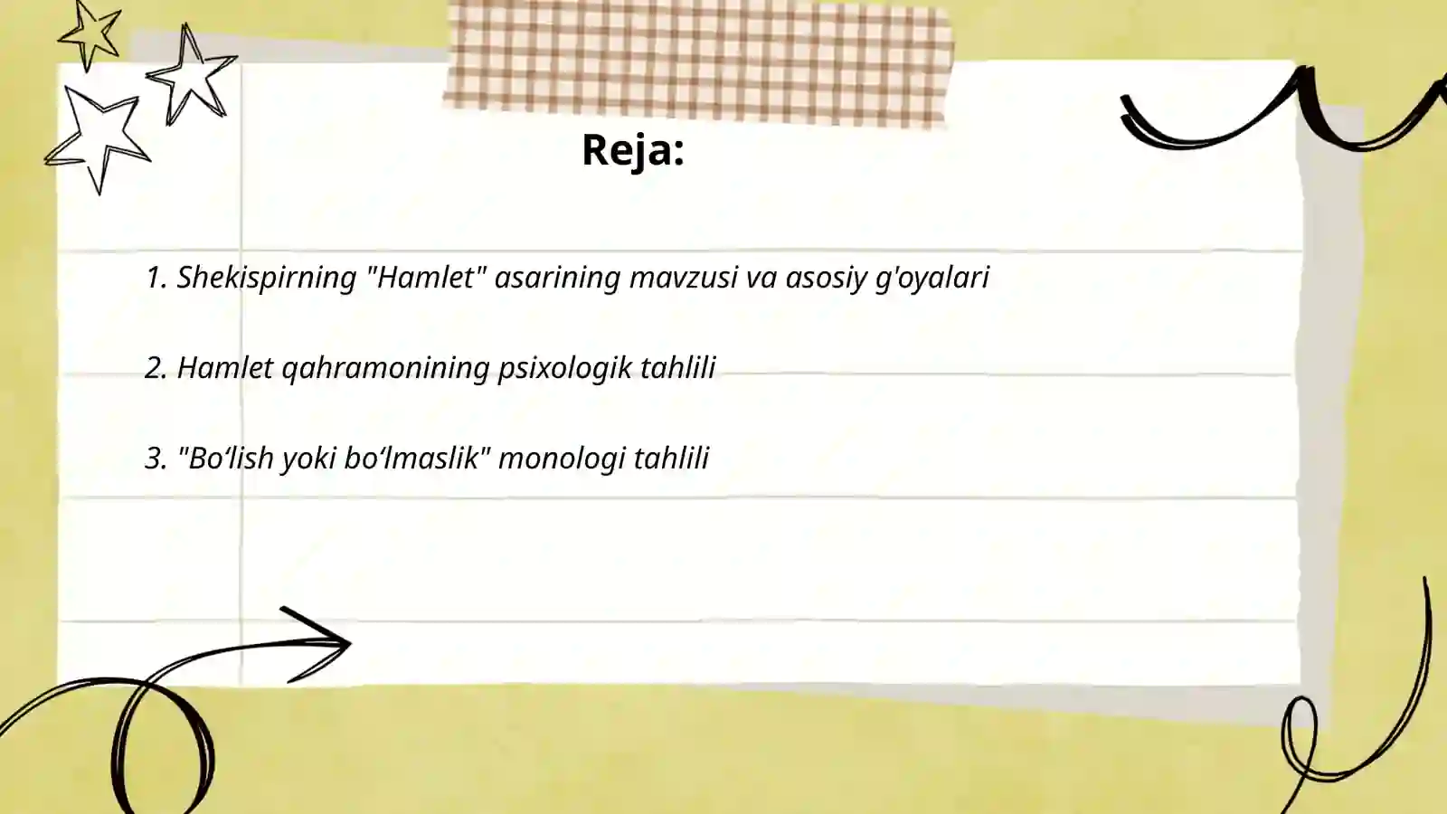 Shekispirning Hamlet asarining mavzusi va asosiy g'oyalari 2