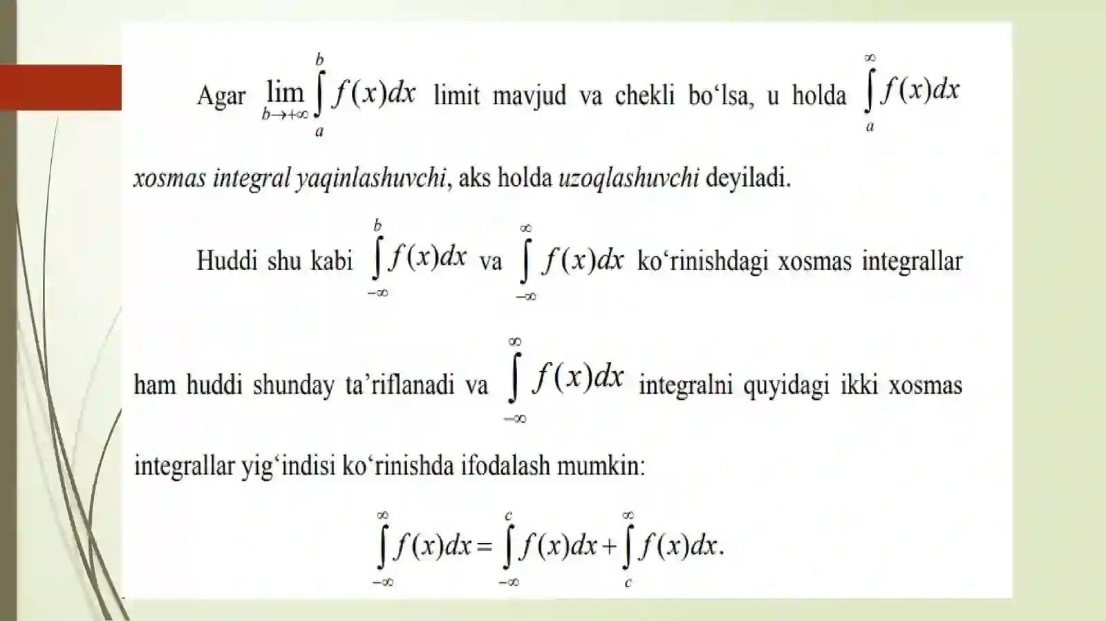 Xosmas integrallar 2