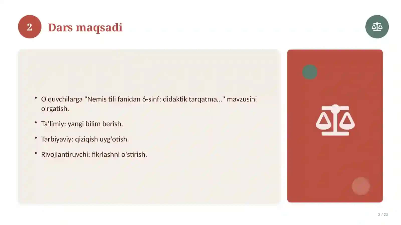 Nemis tili fanidan 6-sinf: didaktik tarqatma materiallar 2