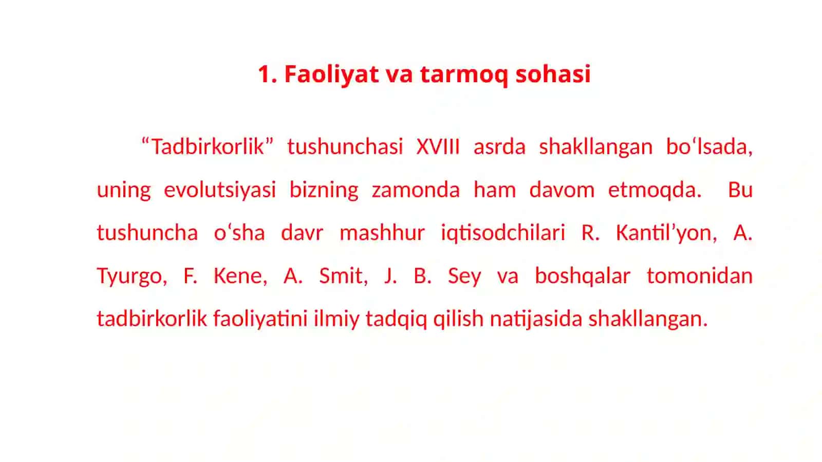 Tadbirkorlik sohasi, korxona turlari 2