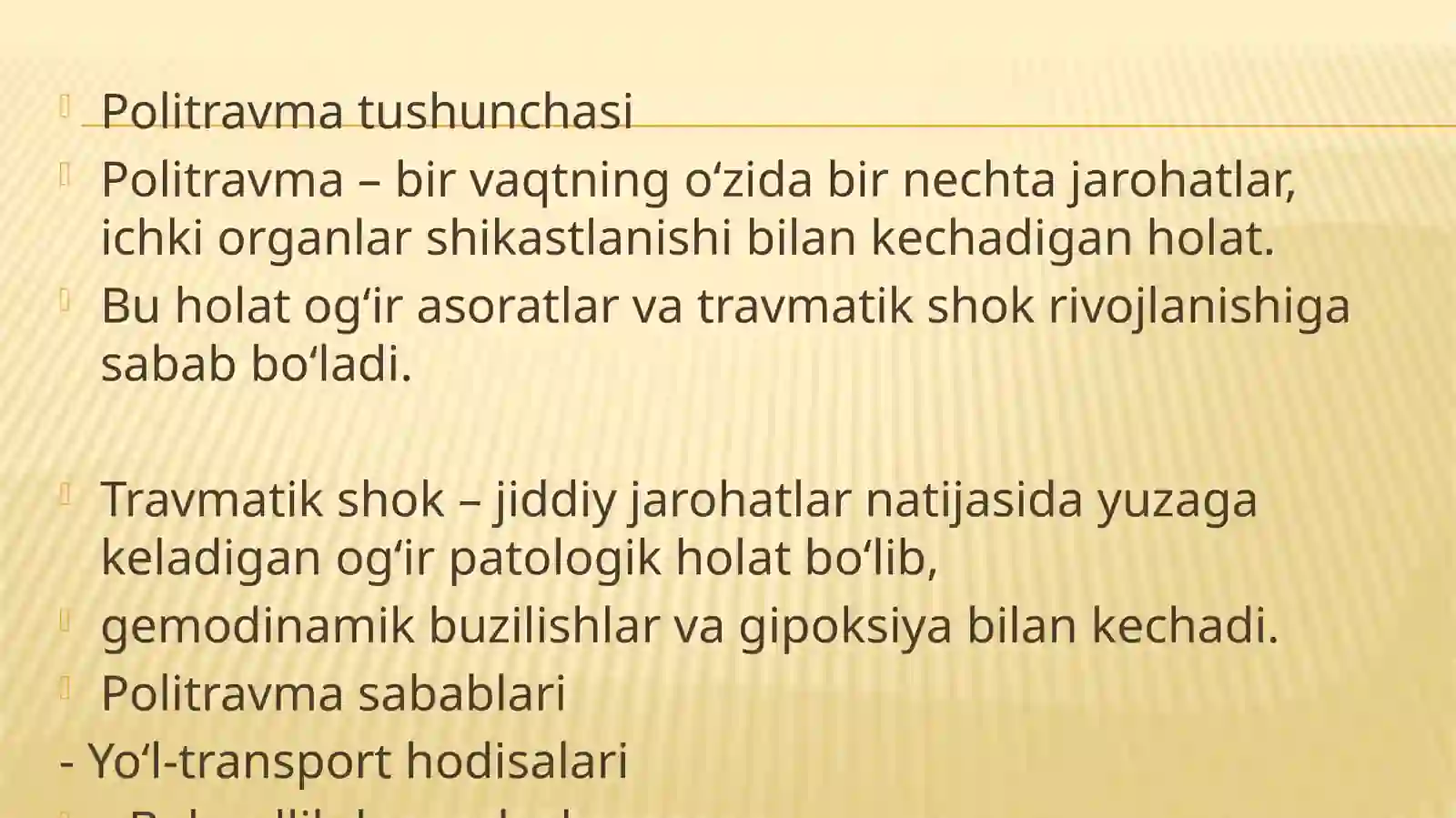 Politravma. Travmatik shok 2