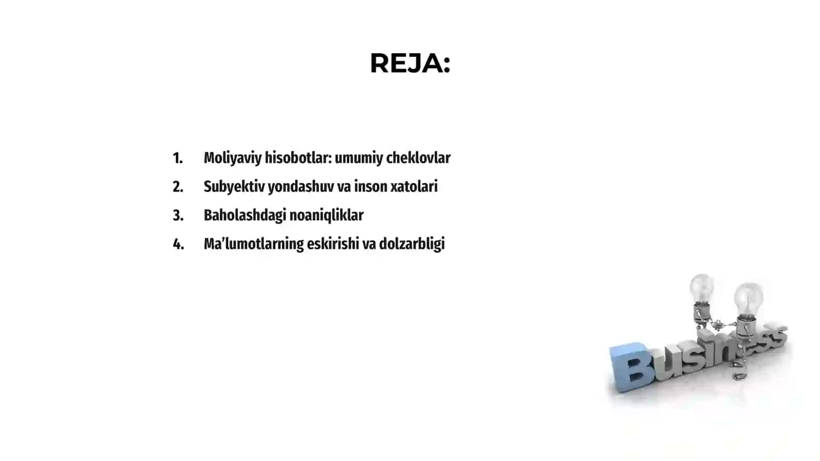Moliyaviy hisobotlarining cheklovlari 2