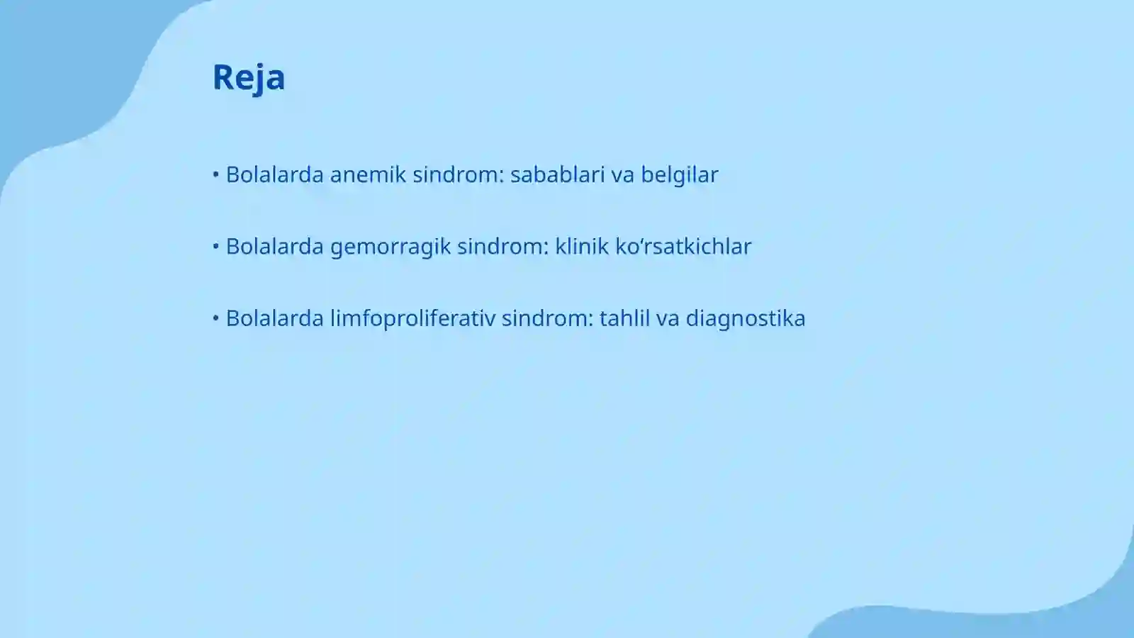 Bolalarda qon yaratish aʼzolarini jarohatlanish sindromlari 2