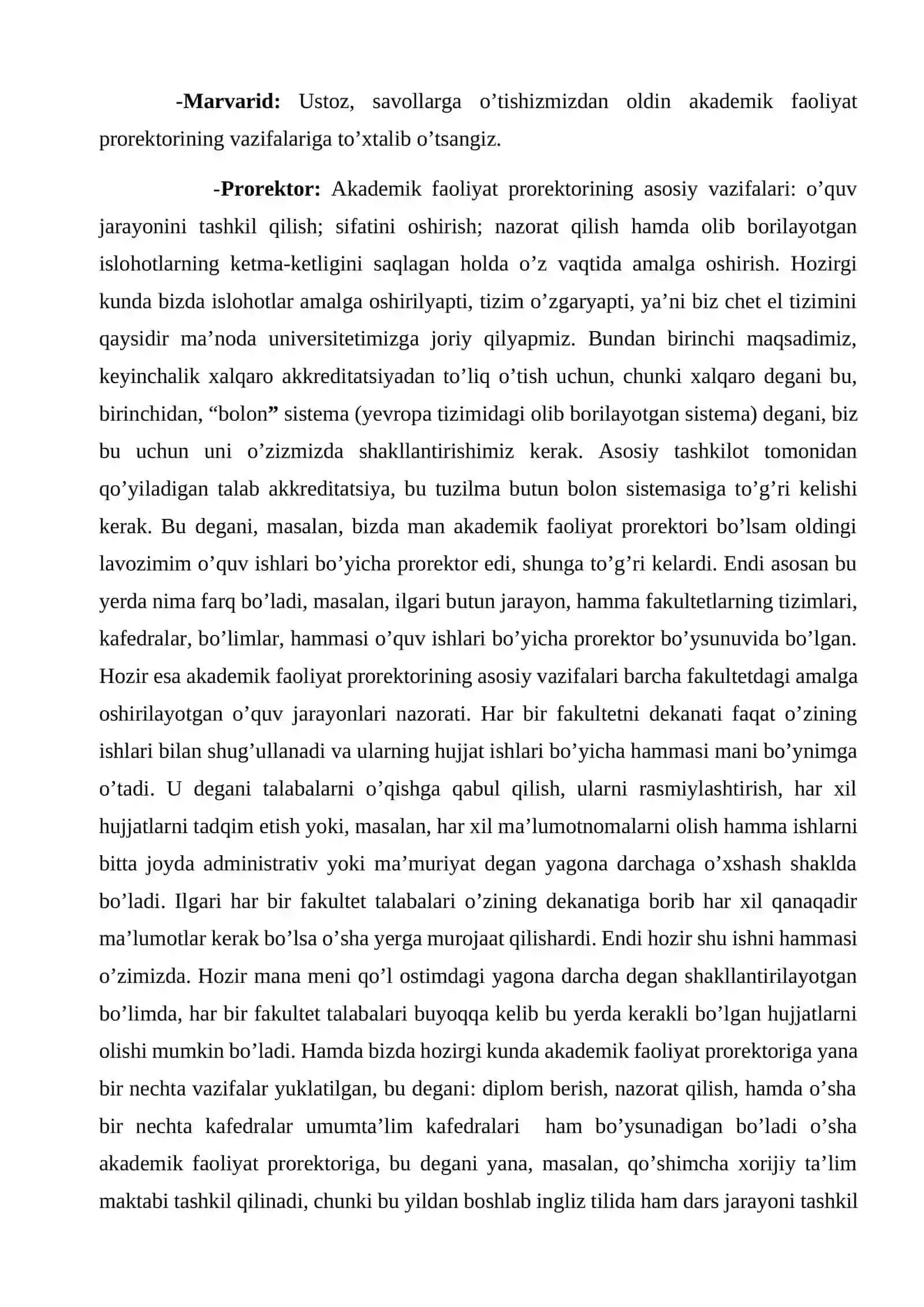 Akademik faoliyat prorektori - Erkin Xoltursunov bilan suhbat 2