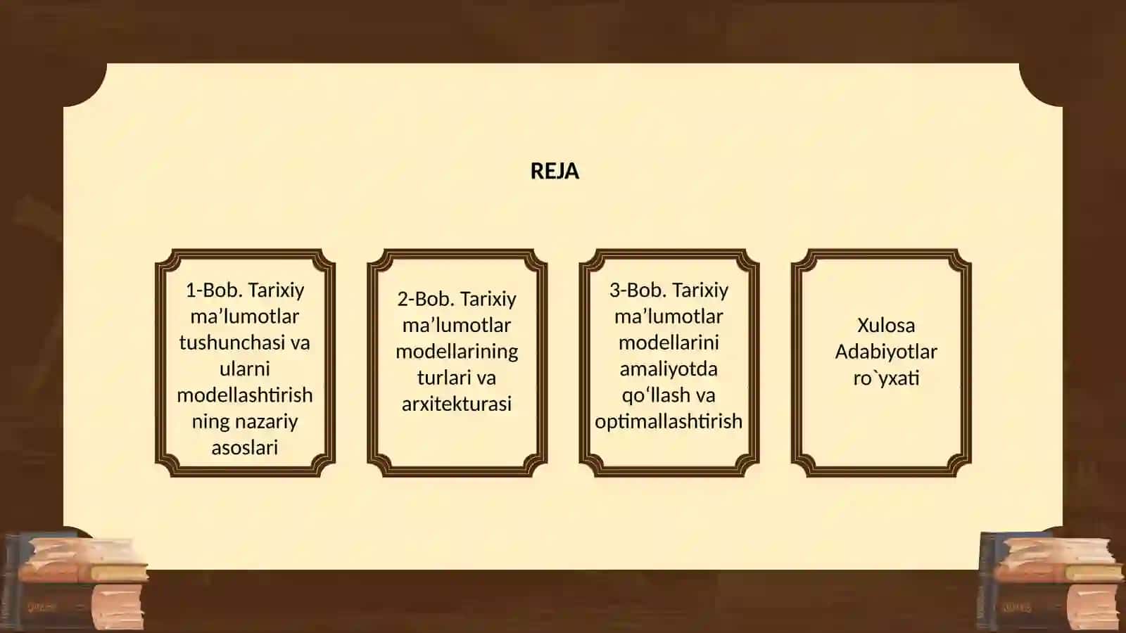 TARIXIY MA’LUMOTLAR MODELLARI 2
