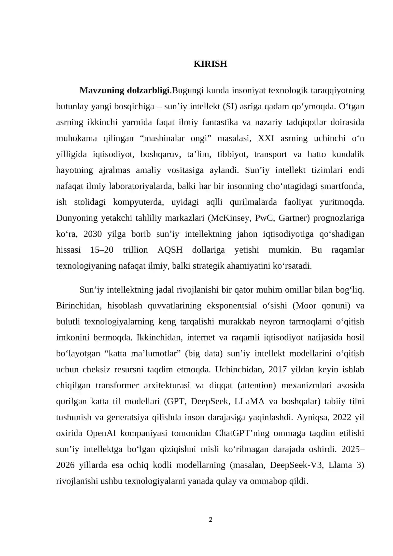 Suniy intilektning rivojlanish bosqichlari va istiqbollari 2