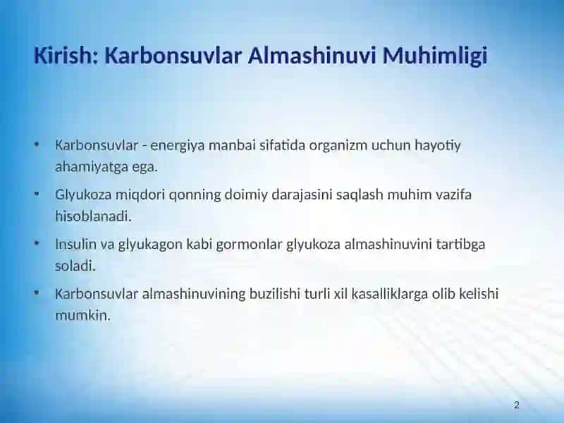 Karbonsuvlar Almashinuvining Patofiziologik Asoslari 2
