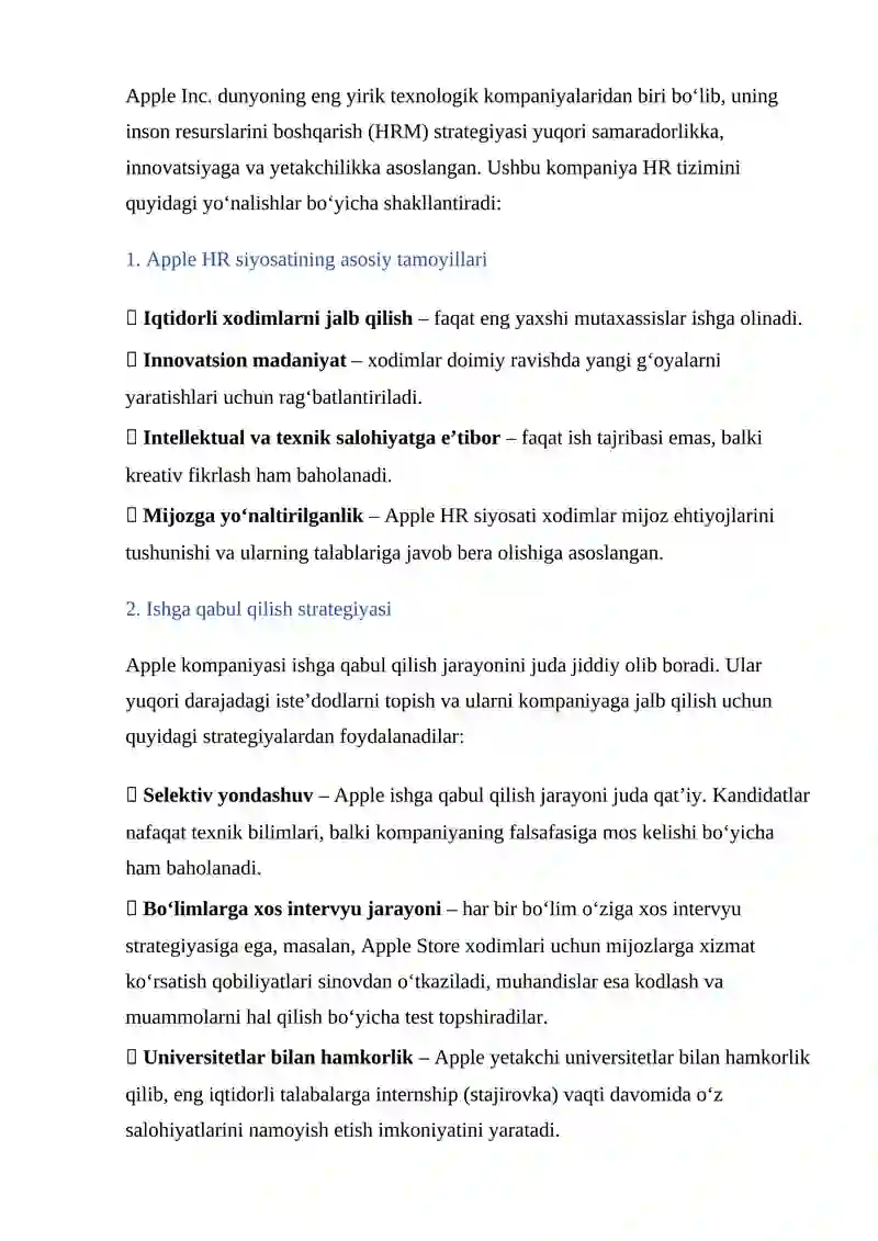 Apple HR siyosati 2
