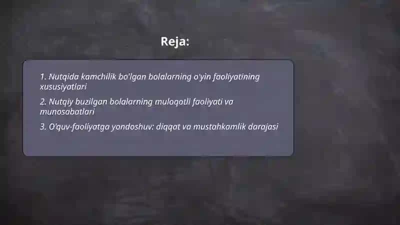 Maktabgacha yoshdagi nutqida kamchiligi bo'lgan bolalarning faoliyat xususiyatlari 2