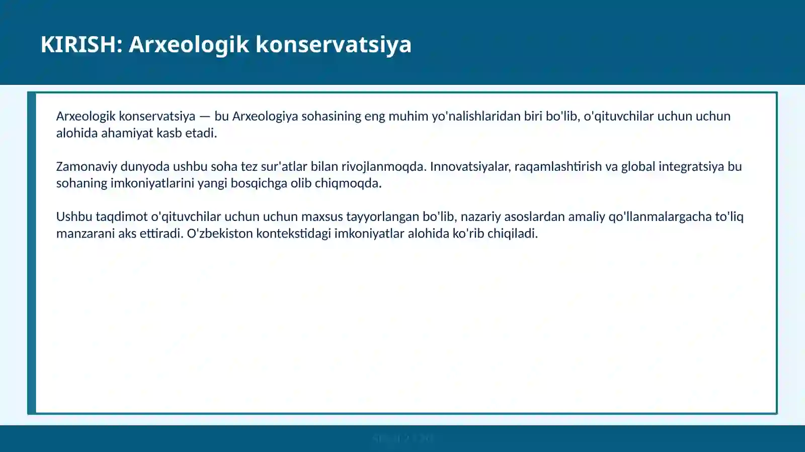 ARXEOLOGIK KONSERVATSIYA 2