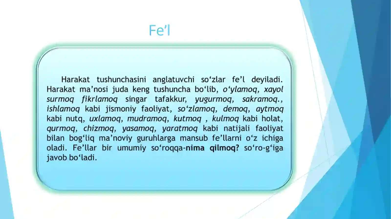 Fe’llarning yasalishi 2