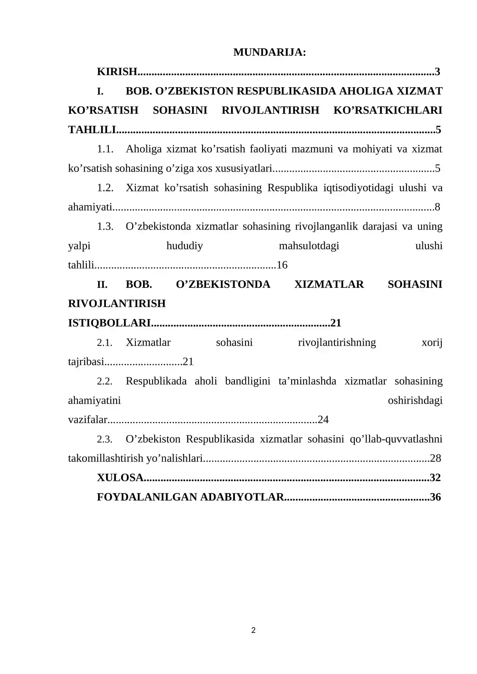 Mavzu: O’ZBEKISTONDA AHOLIGA XIZMAT KO’RSATISH SOHALARI GEOGRAFIYASI 2
