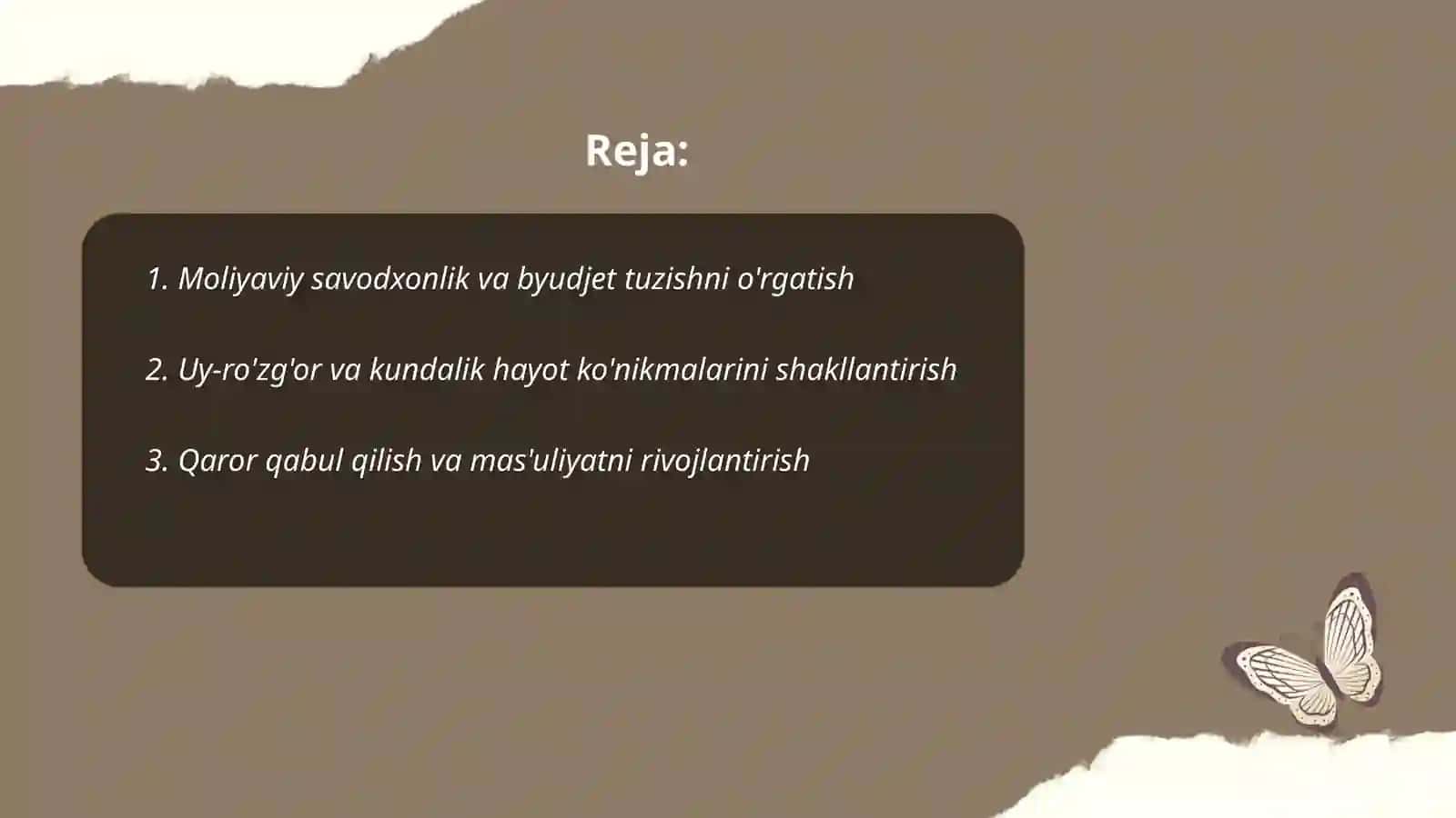 Yoshlarni mustaqil hayotga tayyorlash 2