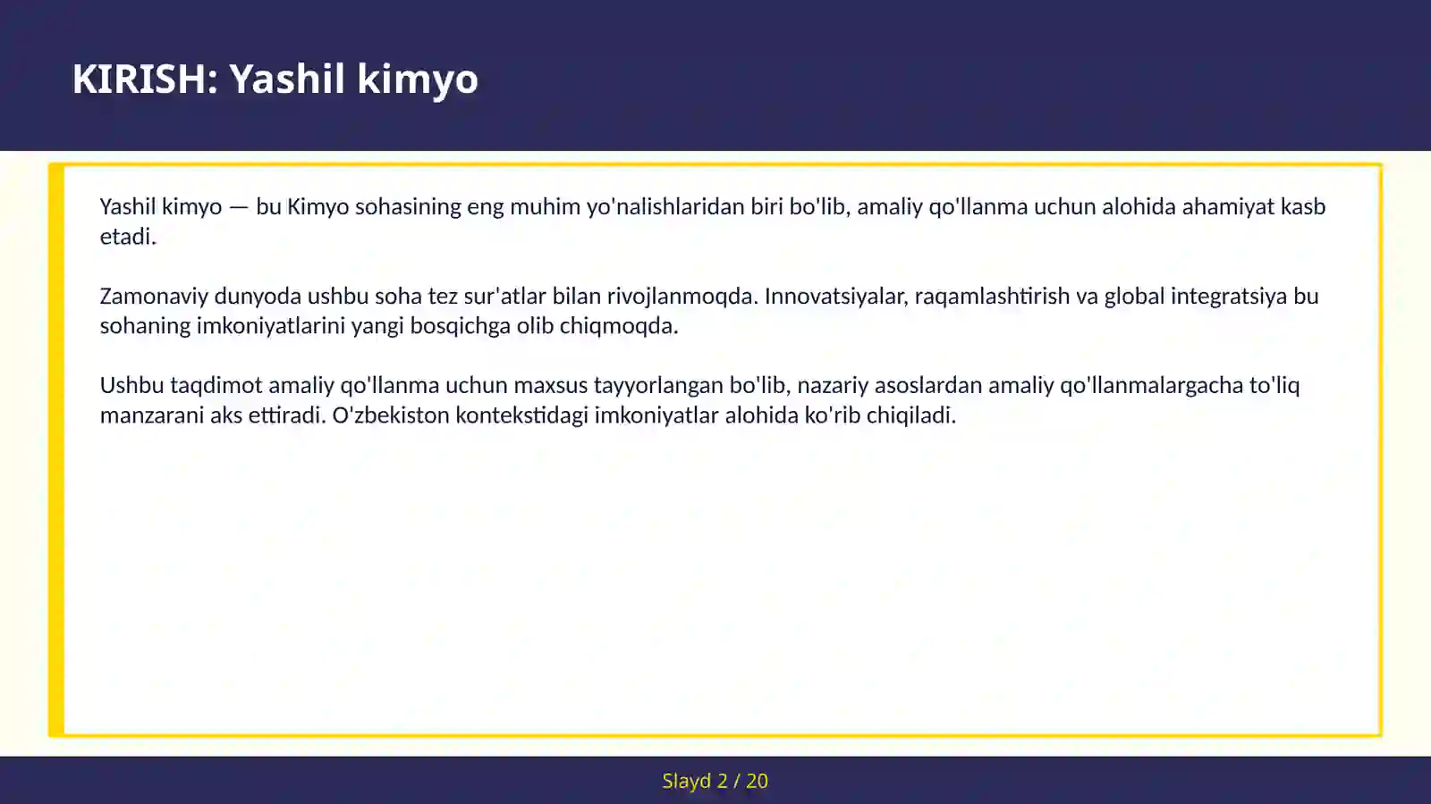 Yashil kimyo 2