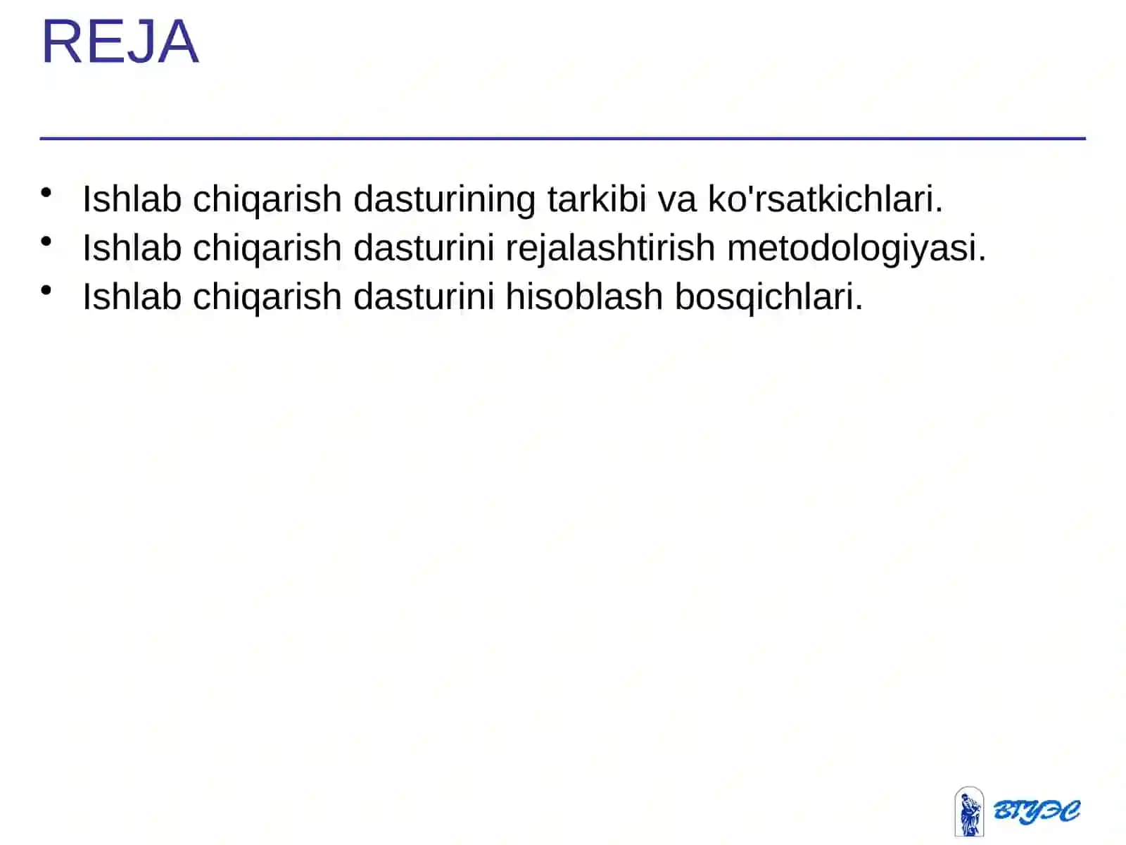 Ishlab chiqarish dasturi 2