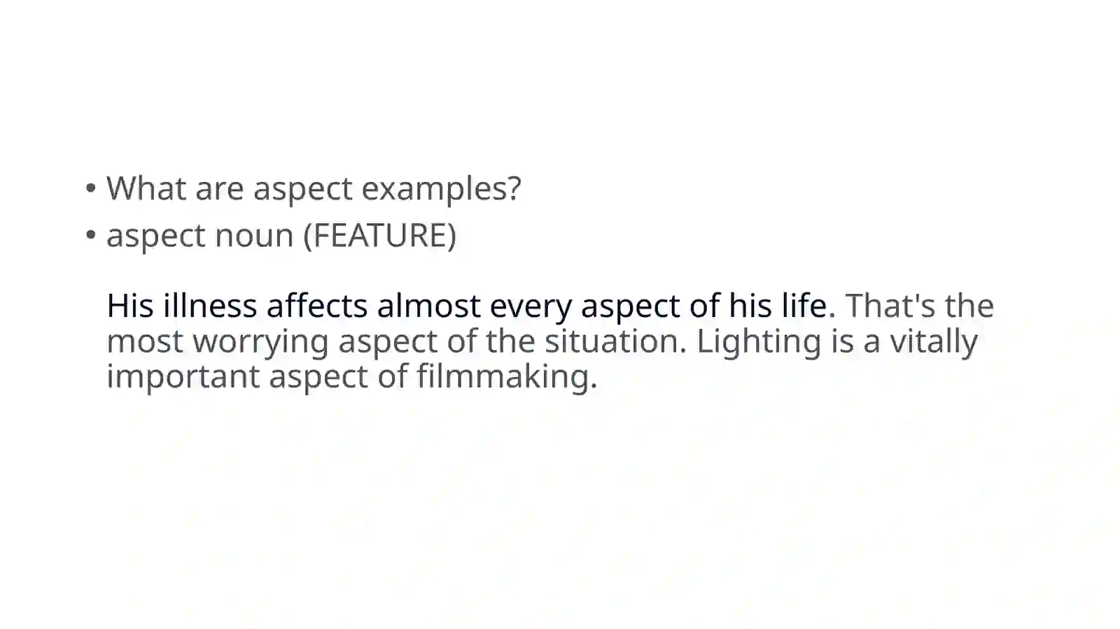 Dictionary aspects 2