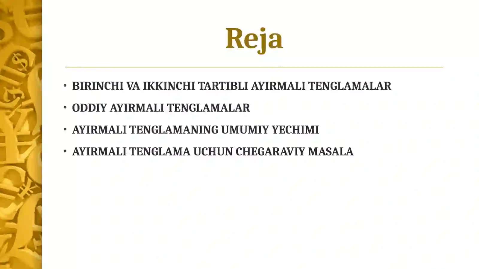 Ikkinchi tartibli chiziqli hamda chiziqli bo‘lmagan differensial tenglamalar uchun chekli ayirmalar usuli 2