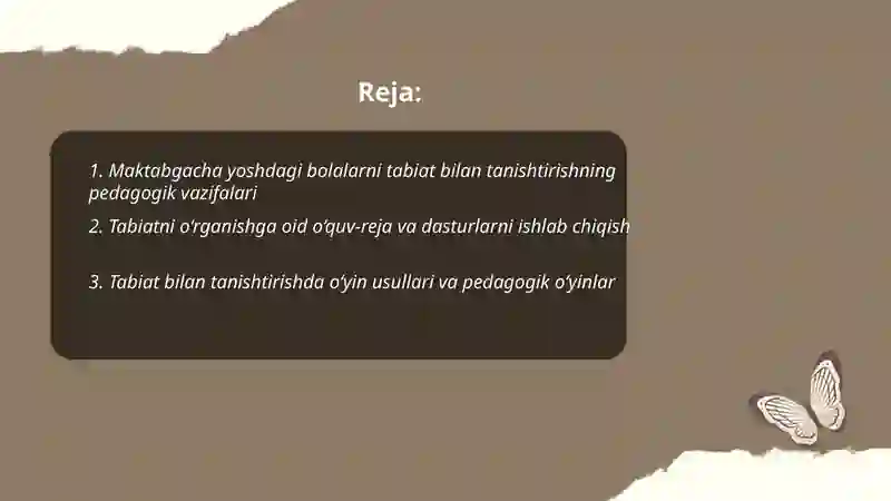 Maktabgacha yoshdagi bolalarni tabiat bilan tanishtirish vazifalari va metod vositalari 2
