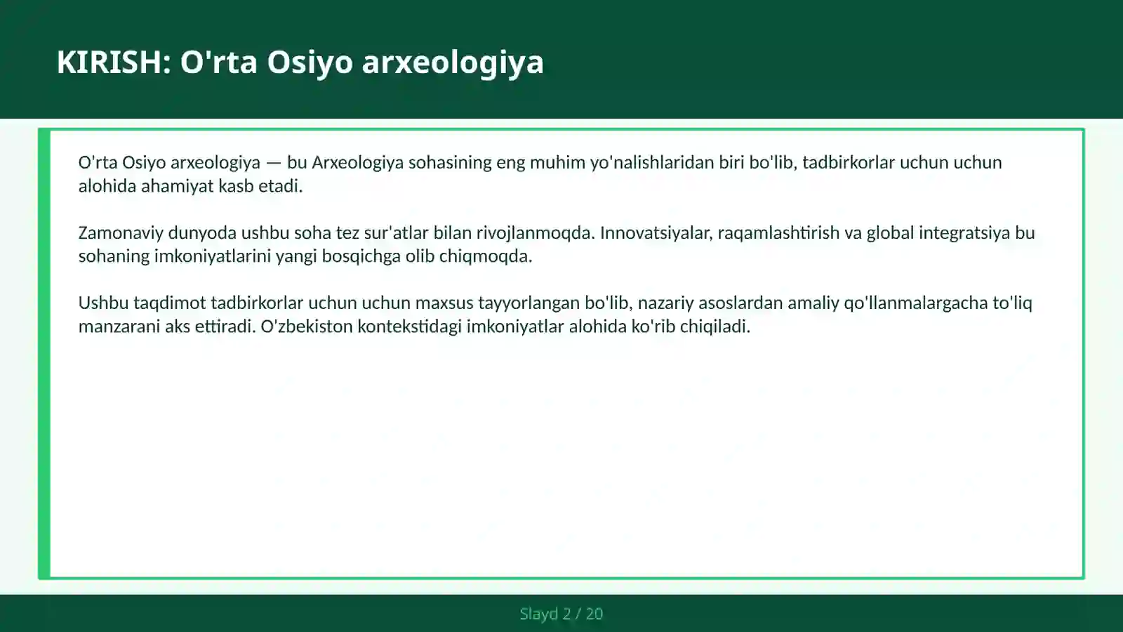 O'rta Osiyo arxeologiya 2