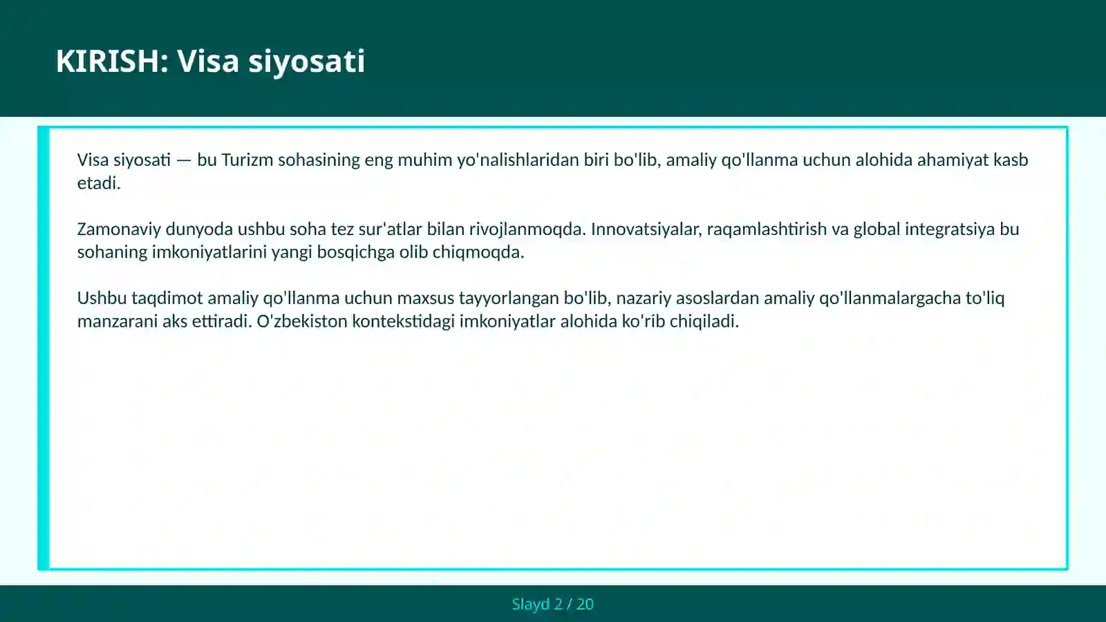 VISA SIYOSATI 2