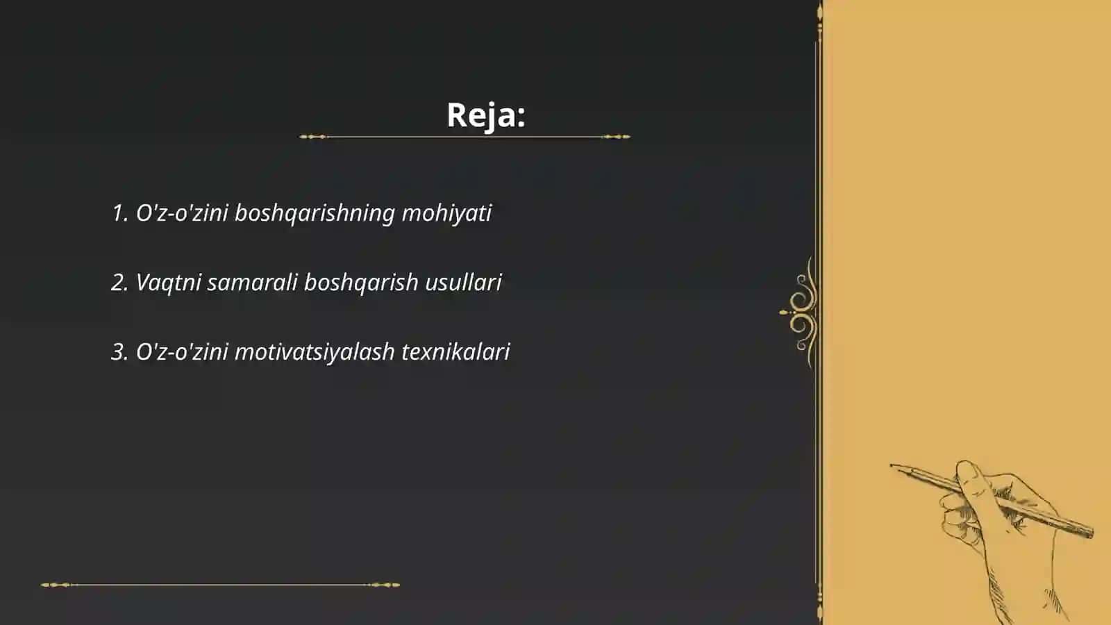 O'z-o'zini boshqarish va samaradorlik uchun javobgarlik 2