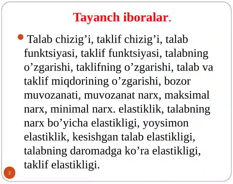 Talab va taklif elastikligi 2