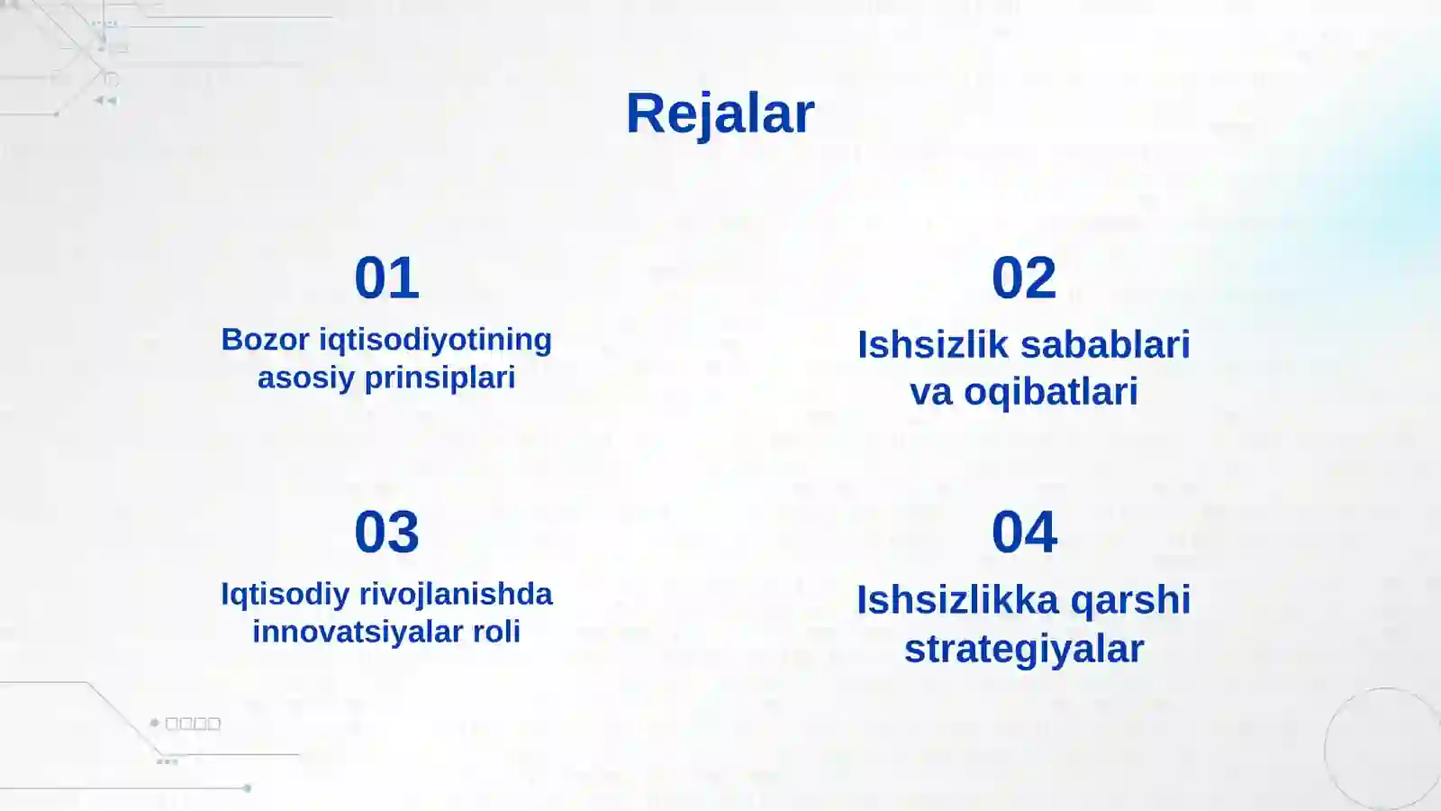 Bozor iqtisodiyotining davriy rivojlanishi. Ishsizlik 2