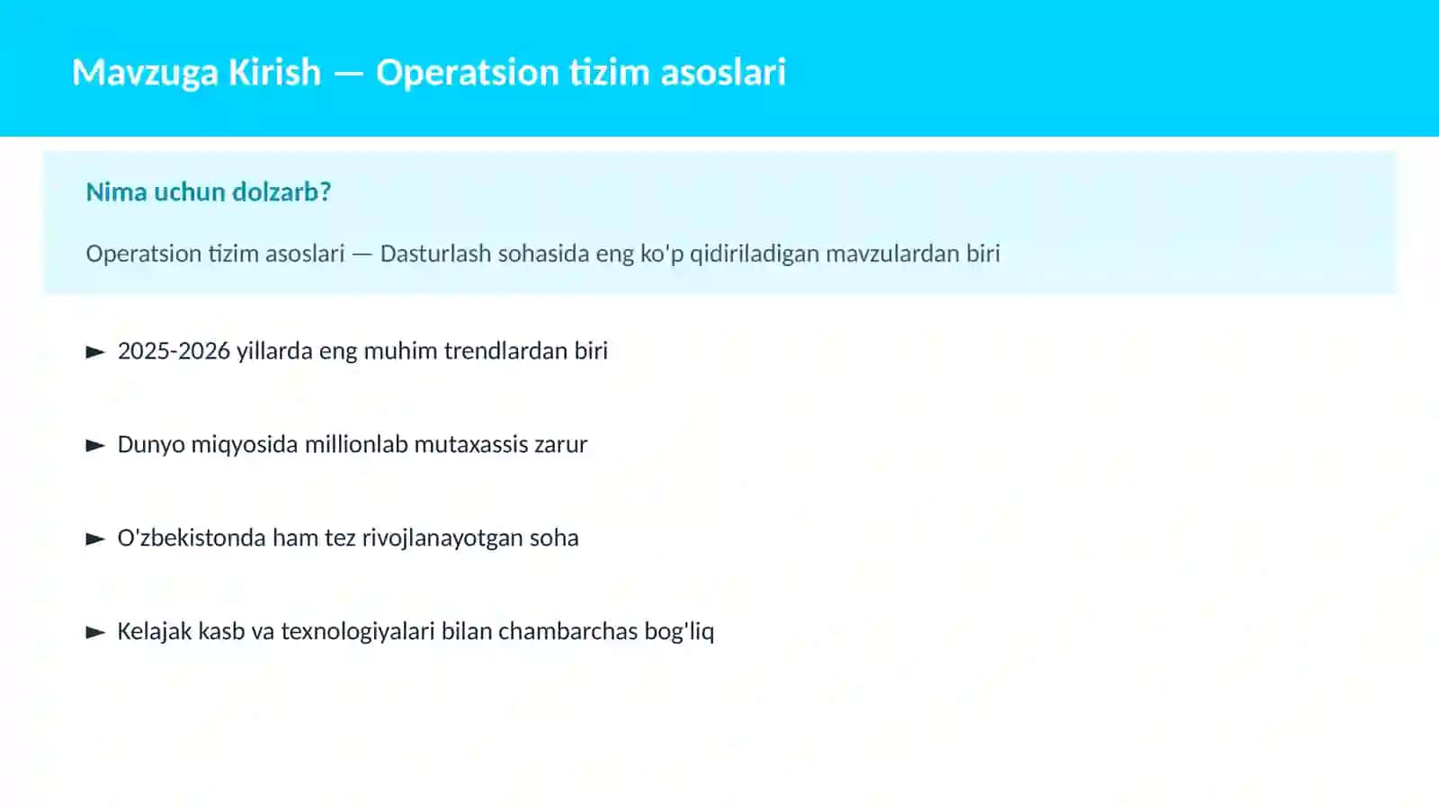 Operatsion tizim asoslari 2