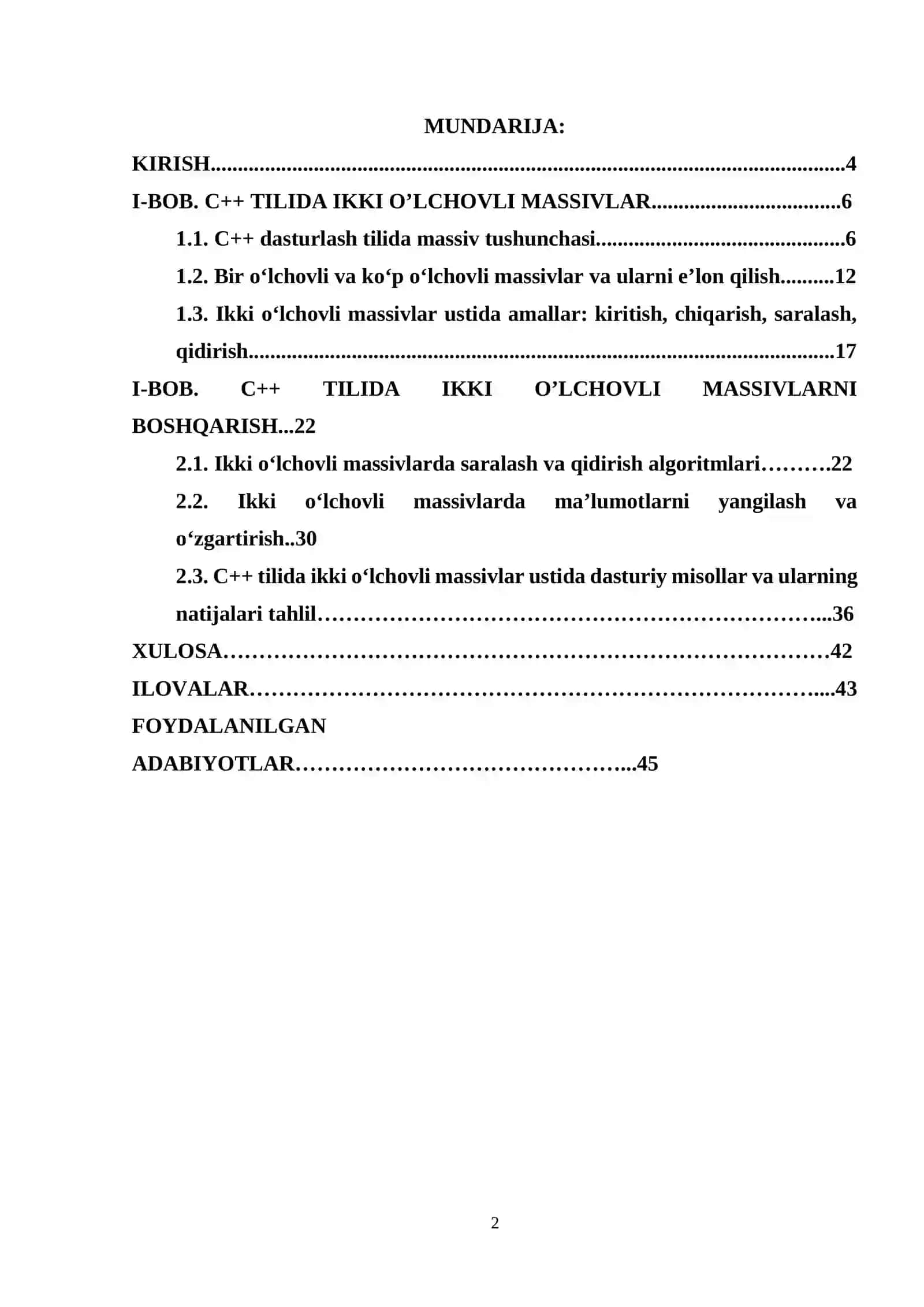 DASTURLASH TEXNOLOGIYALARI FANIDAN KURS ISHI 2