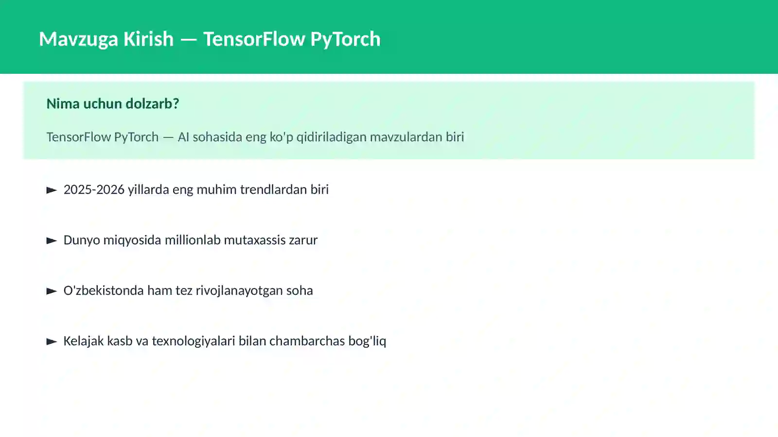 AI | DEEP LEARNING VA NEYRON TARMOQLAR 2
