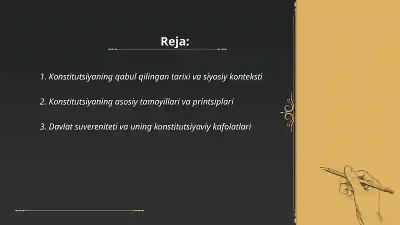 Mustaqil O‘zbekiston Respublikasi Konstitutsiyasi va uning o'ziga xos jihatlari 2