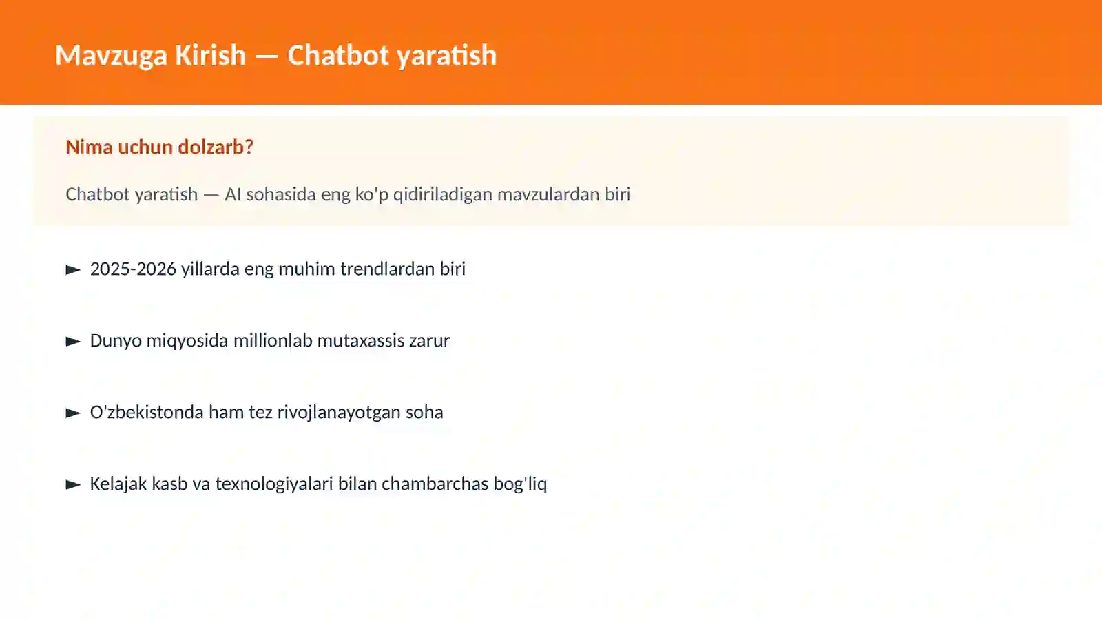 Chatbot yaratish 2