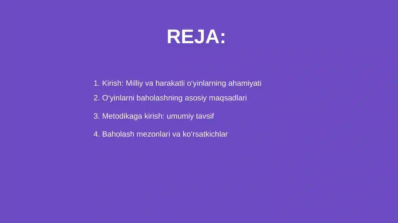 Milliy va harakatli o‘yinlarni baholash va monitoring qilish metodikasi 2