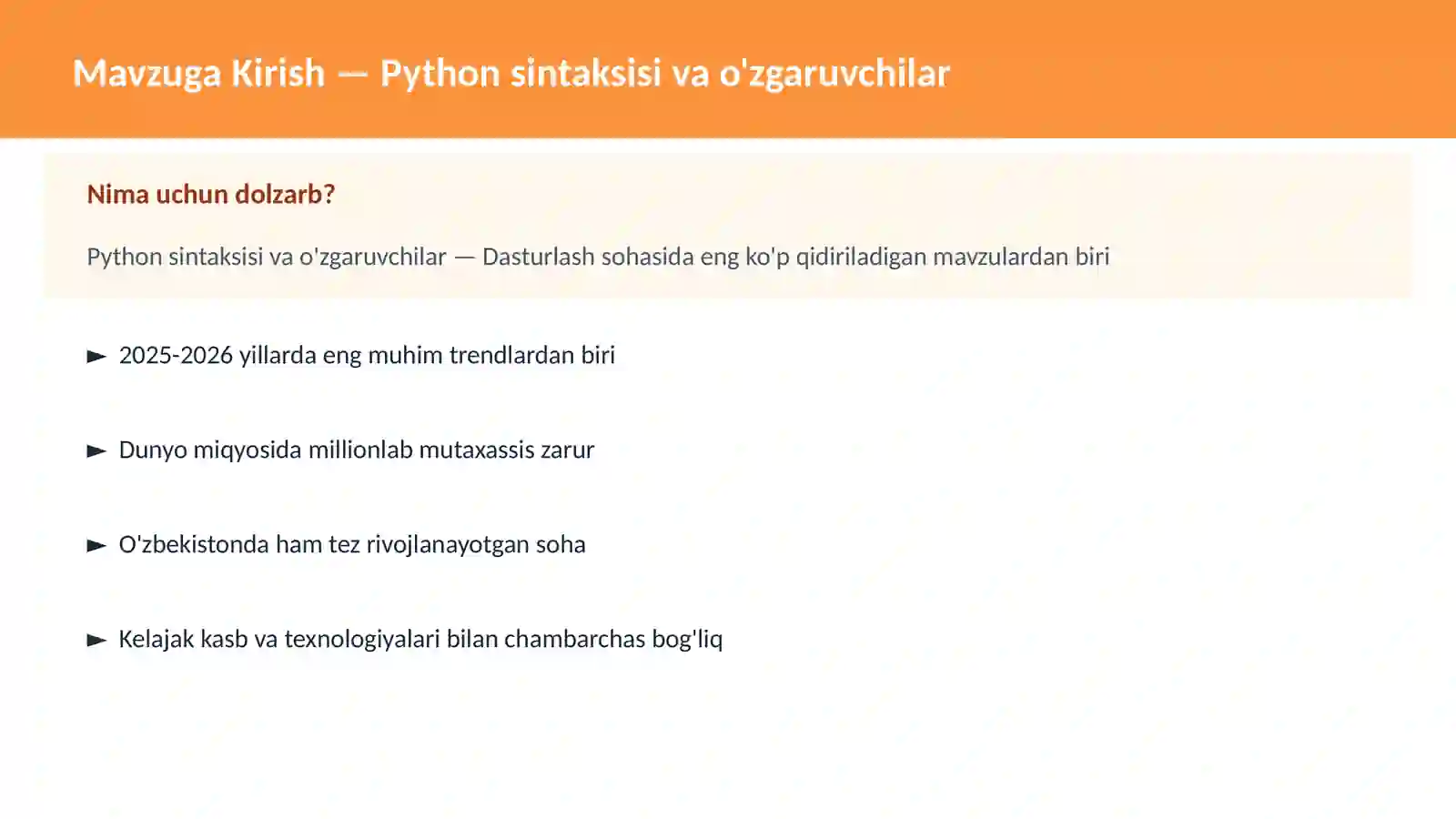 DASTURLASH | PYTHON DASTURLASH 2