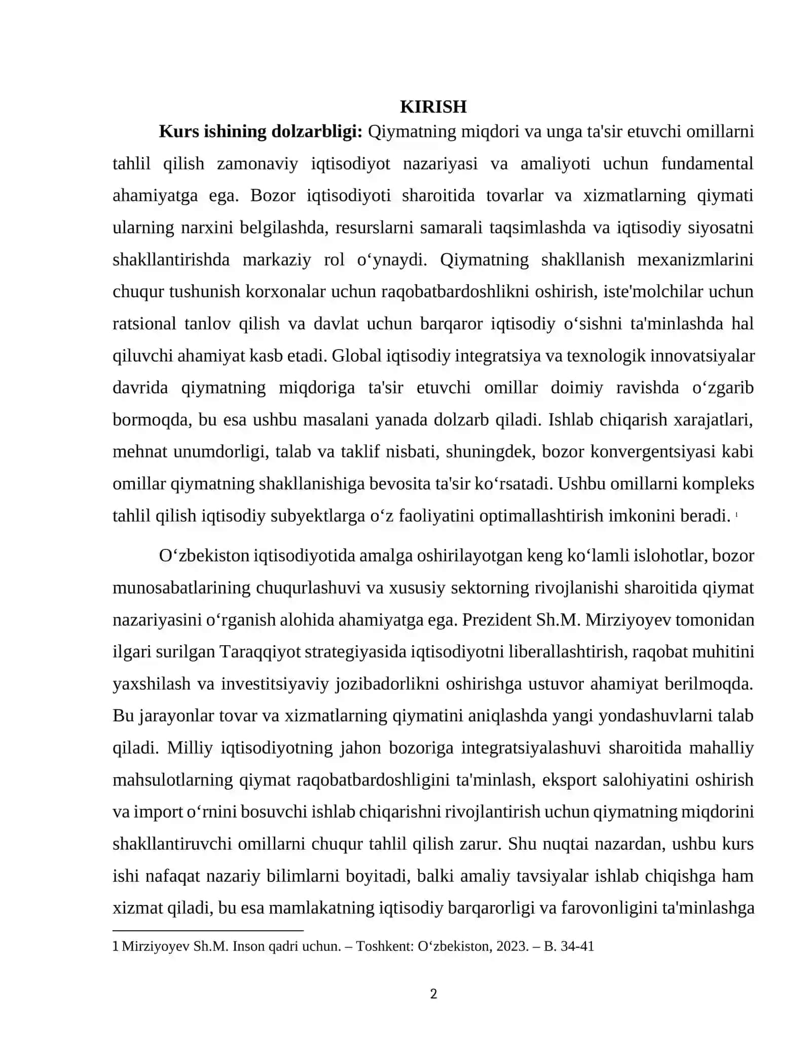 "QIYMATNING MIQDORI VA UNGA TA'SIR ETUVCHI OMILLAR" 2